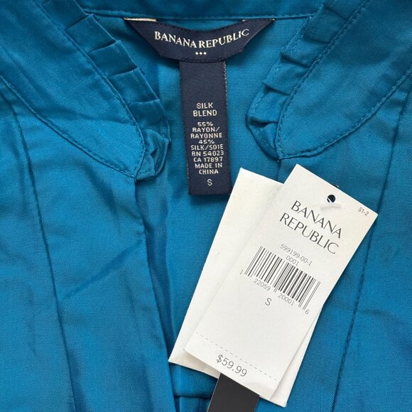 Banana Republic - Silk Blend Blouse - Peacock Blue - Size S - NWT - Picture 8 of 10